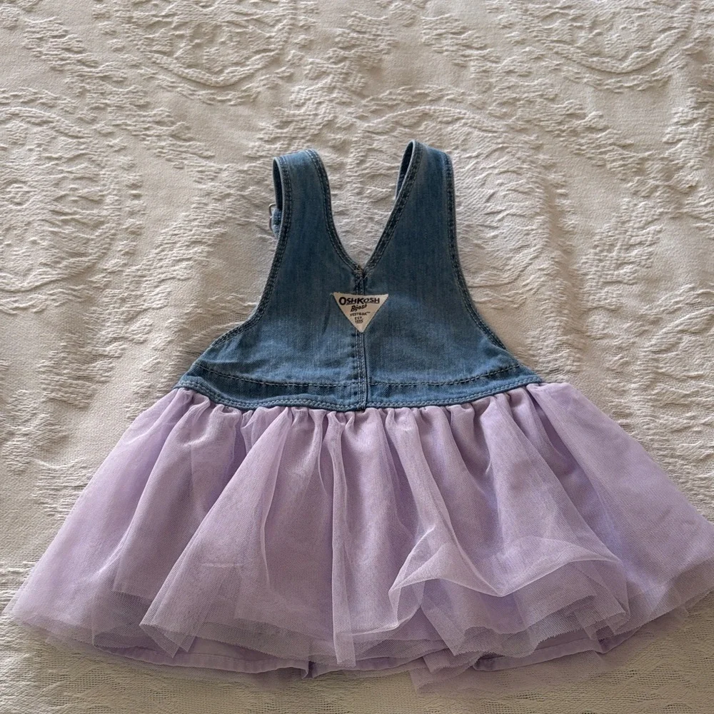 OshKosh B’gosh Denim and Lavender Unison Tulle Kids Dress Gently Loved 2t